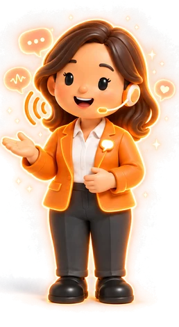 ヘッドセットを付けた AIスタッフの3Dイラスト